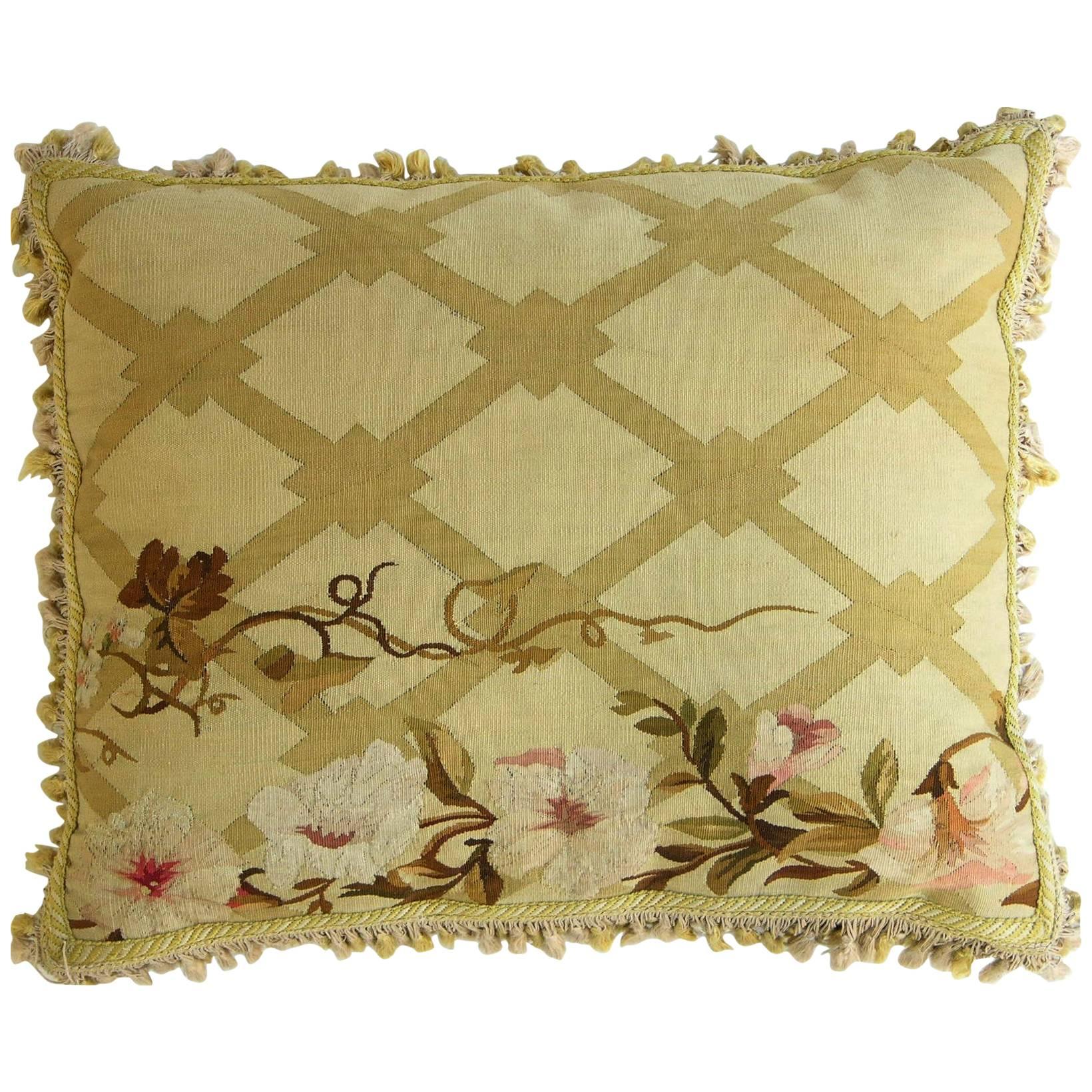Antique French Aubusson Pillow, circa 1850 1226p For Sale