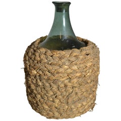 19th Century Mouth Blown Wine Bottle with Basket