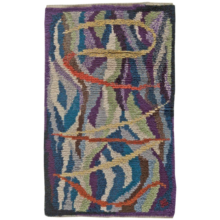 Vintage Swedish Rya Rug at 1stdibs