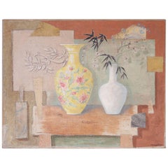 Nature morte - peinture à l'huile sur toile de jute