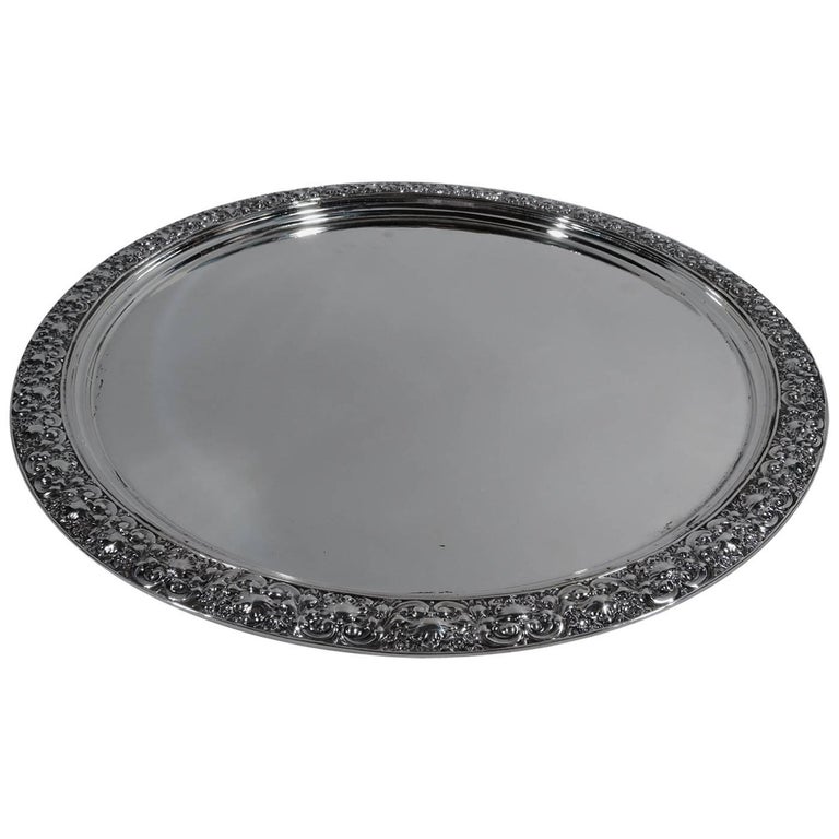 Antique Tiffany Sterling Silver Serving Tray For Sale at 1stDibs