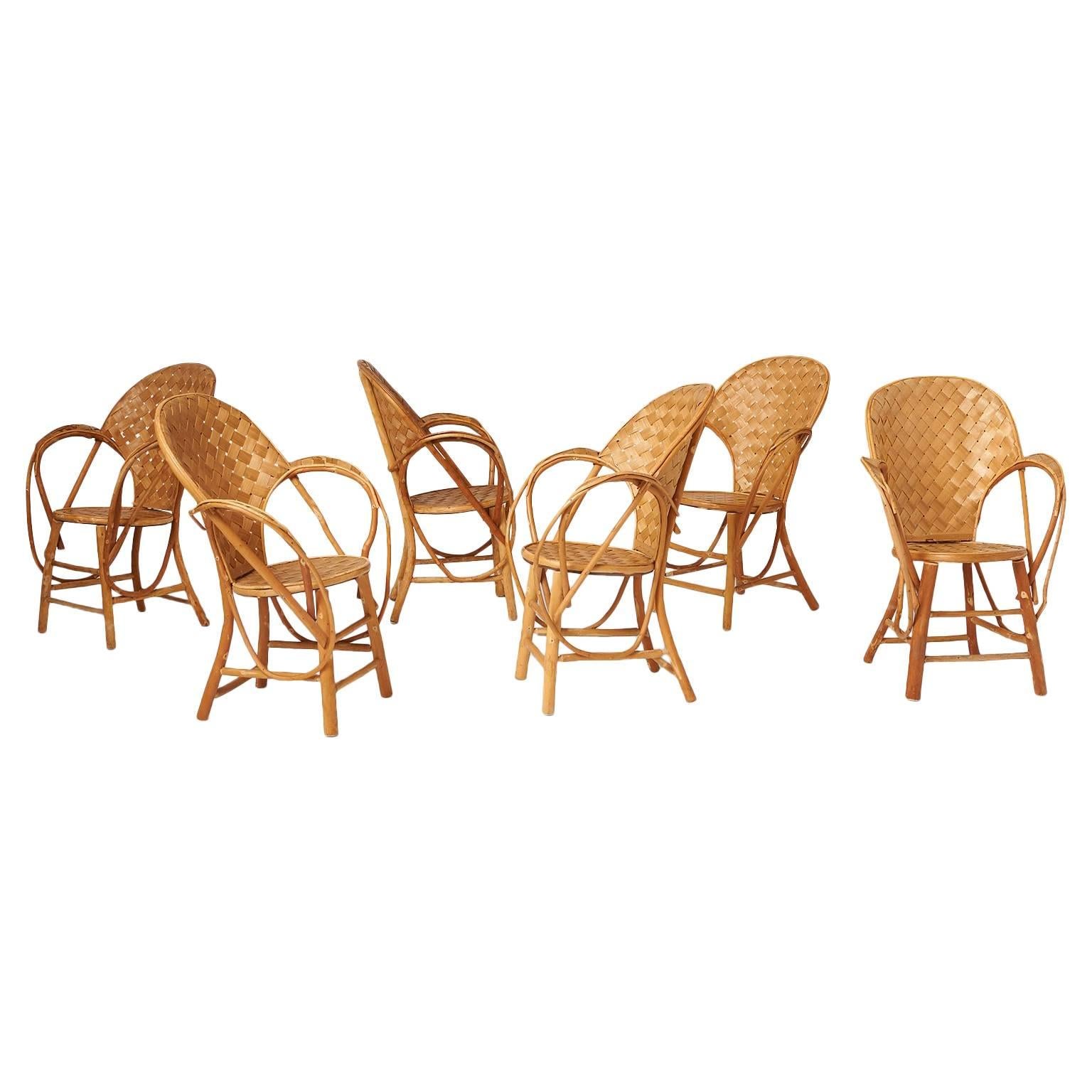 Set of Six Le Corbusier Rattan Chairs