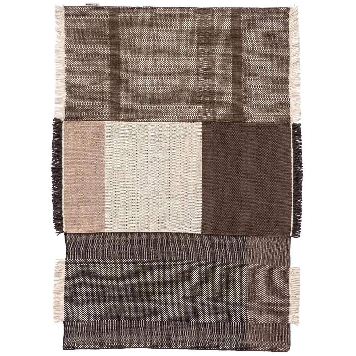 Tres Collection Medium Chocolate Hand-Loomed Wool and Felt Rug by Nani Marquina