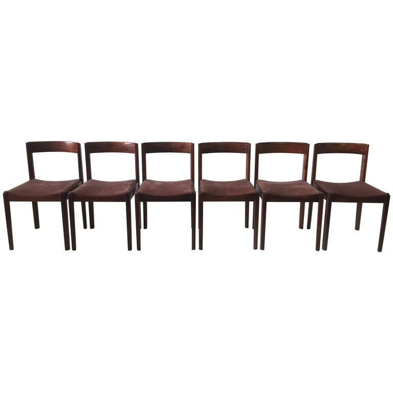 Six Fine Danish Walnut Dining Chairs For Sale at 1stDibs