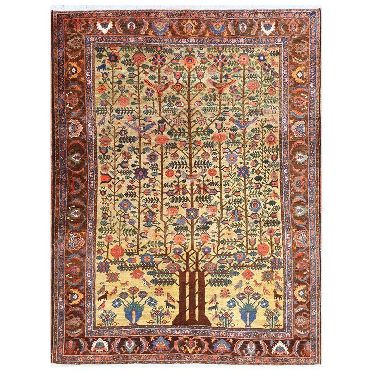 Tree of Life Antique Tabriz Persian Rug For Sale at 1stdibs