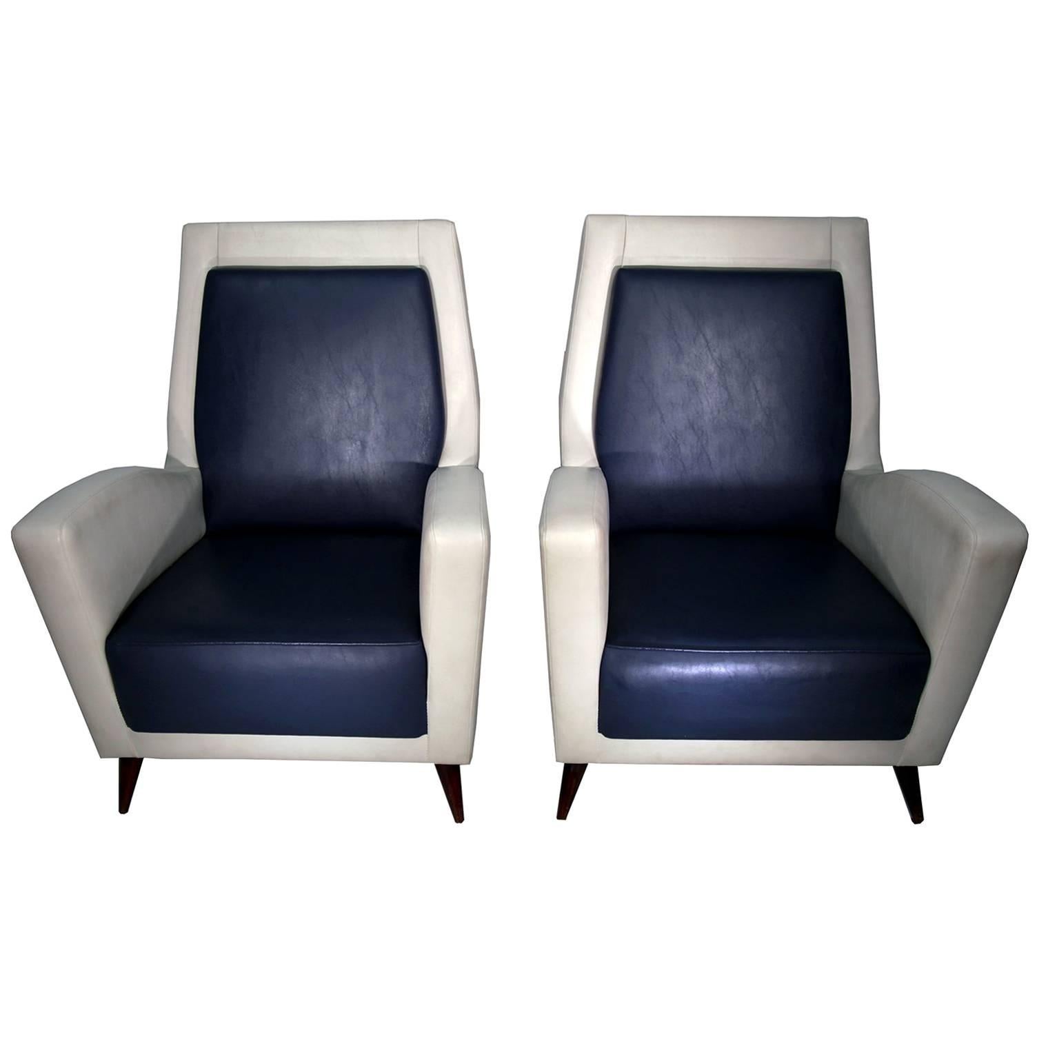 Pair of Italian Club Chairs in the Style of Gio Ponti