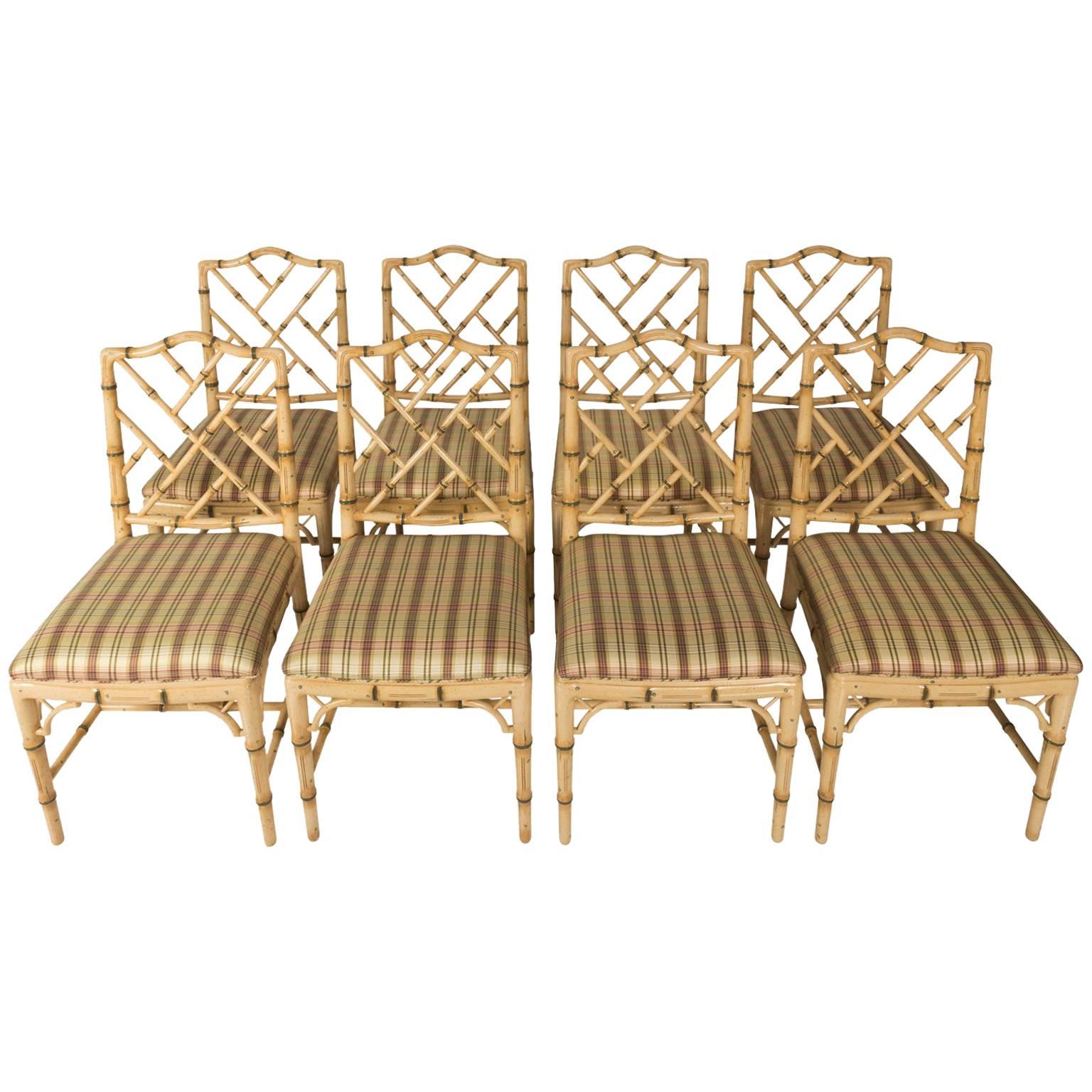 Set of Eight Faux Bamboo Dining Chairs