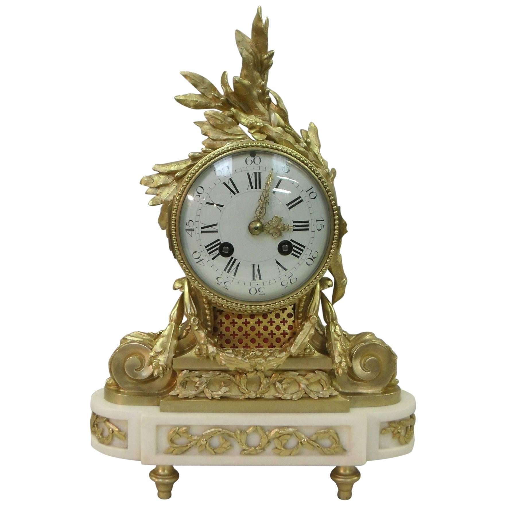 French 19th Century Louis XVI Style Bronze Gilt Mantel Clock