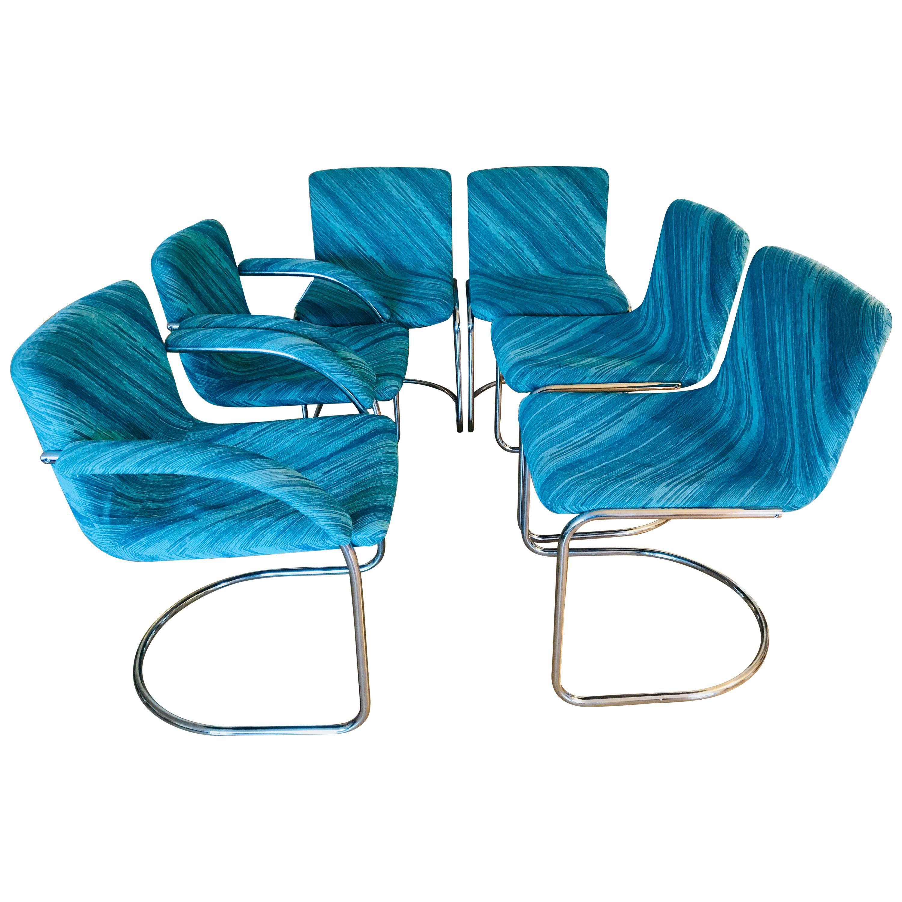 Six Saporiti Italia “Lens” Chairs with Missoni Fabric