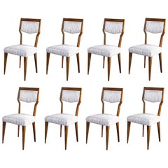 Stylish Set of Eight Italian Paolo Buffa 1940s Walnut Dining Chairs