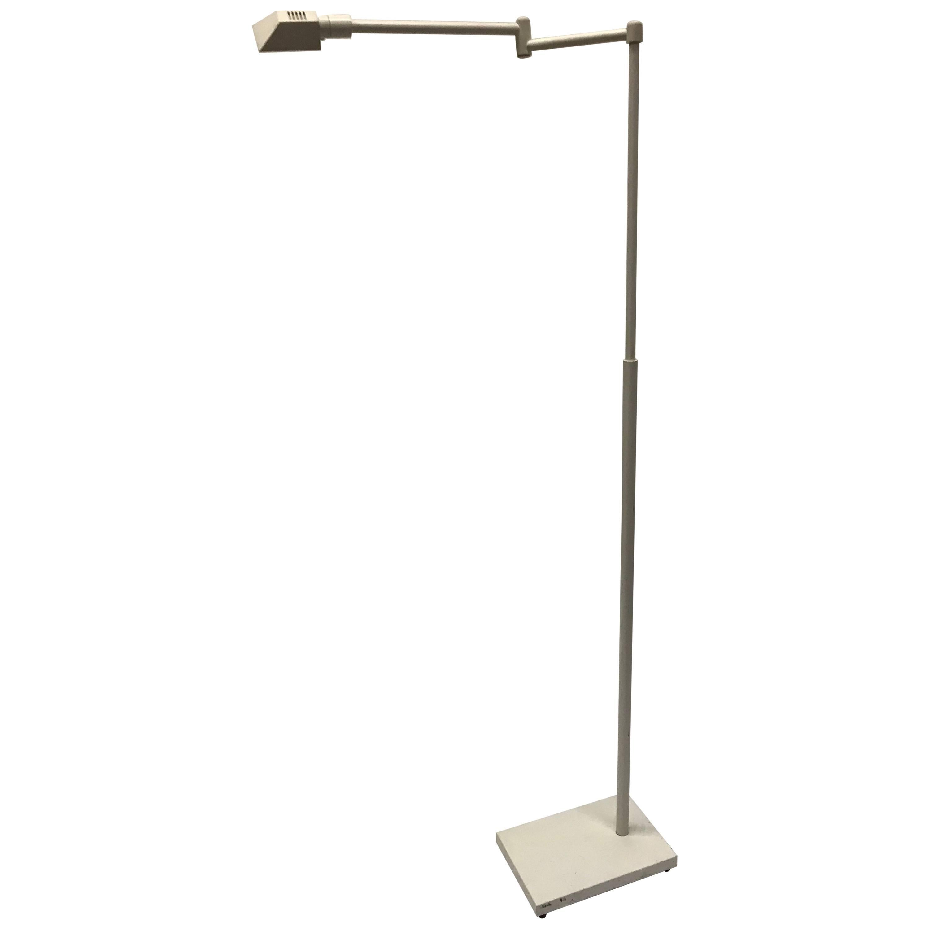 White Lacquered Metal Swing Arm Lamp