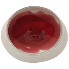 Crimson and White Handblown Czech Glass Bowl by Rudolf Jurnikl for SKLO