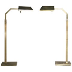 Pair of Adjustable Brass Reading Lamps by E.F. Chapman