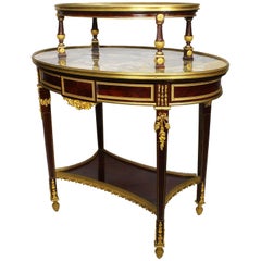 French 19th Century Louis XVI Style Ormolu-Mounted Mahogany Two-Tier Tea-Table