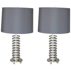 Pair of Brass Lamps in the Manner of Donald Deskey
