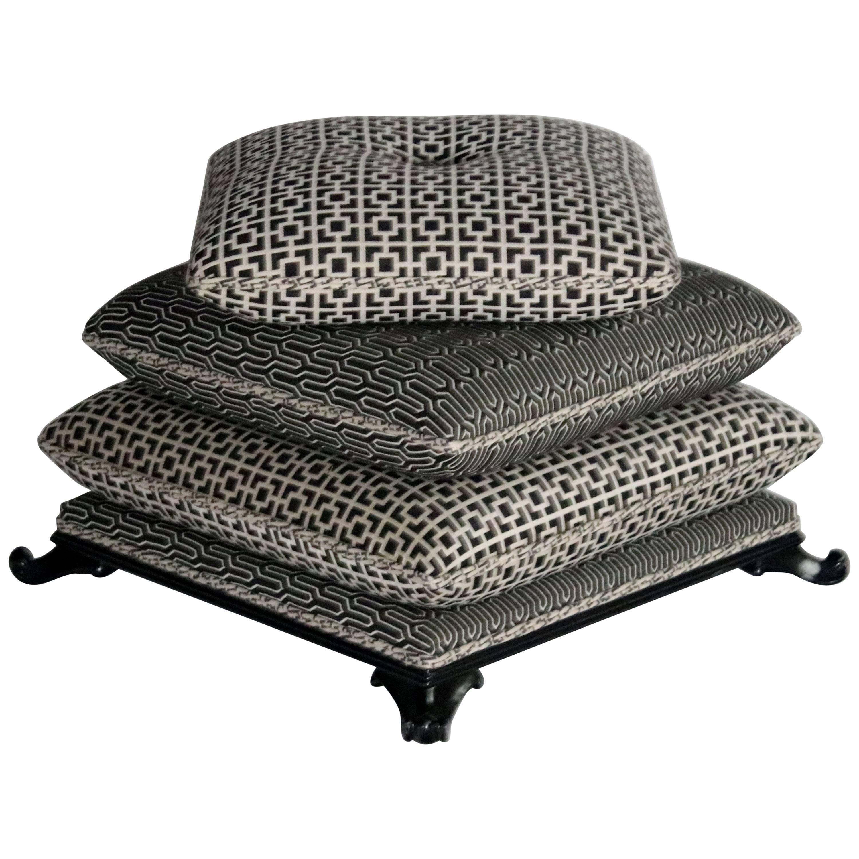 Stacked Pillow Pouf or Ottoman
