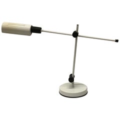 Adjustable White Lacquered Metal Desk Lamp