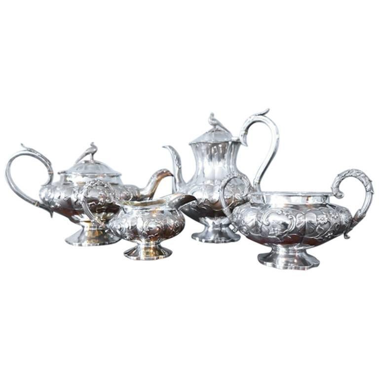 William IV Silver Four-Piece Tea and Coffee Set by William Hewitt, London, 1836