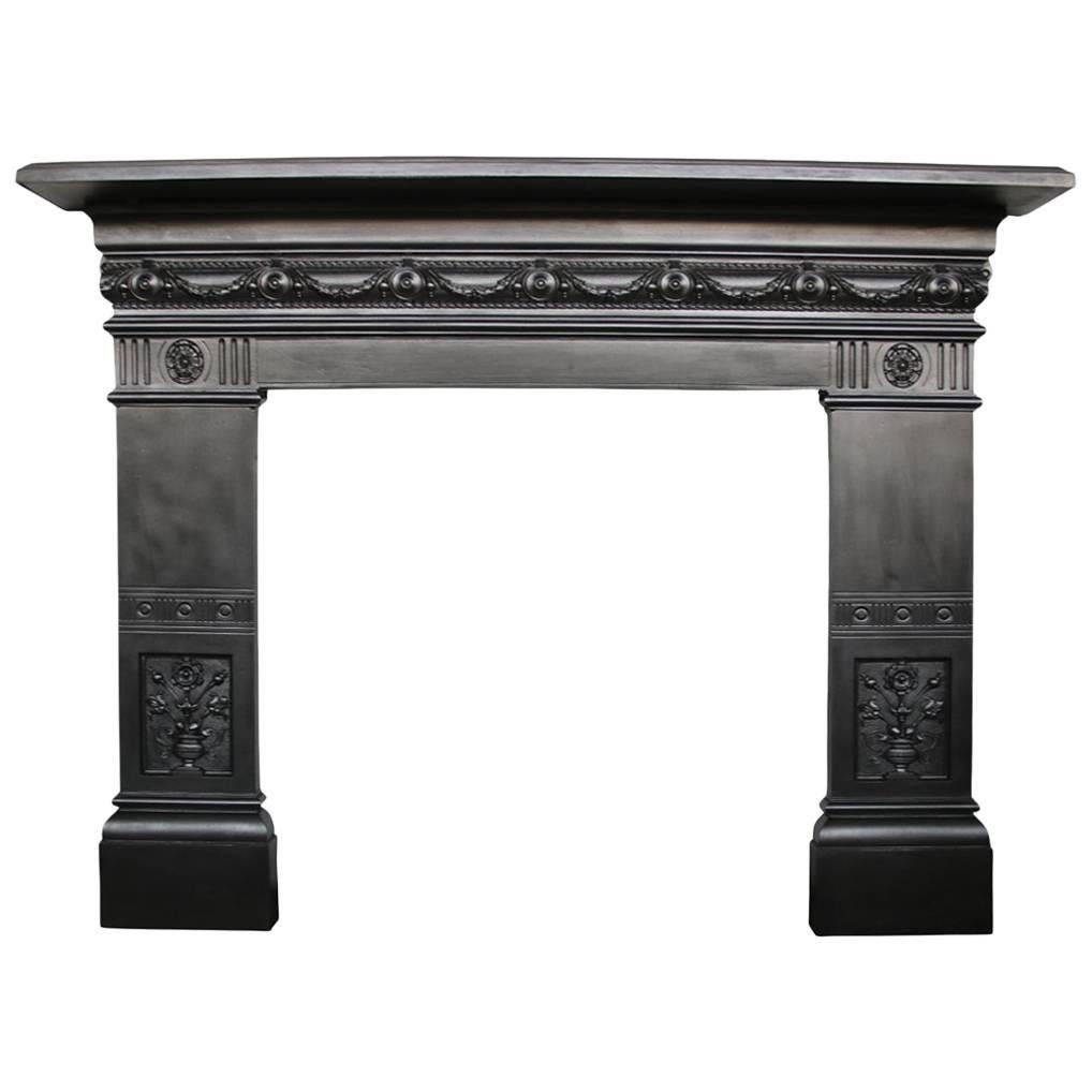Reclaimed 19th Century Late Victorian Cast Iron Fireplace Surround