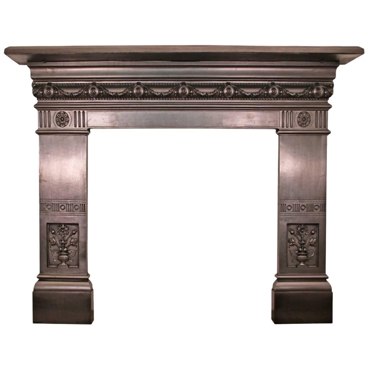 Antique 19th Century Late Victorian Cast Iron Fireplace Surround