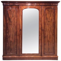 Fine Quality Victorian Period Mahogany Antique Three-Door Wardrobe