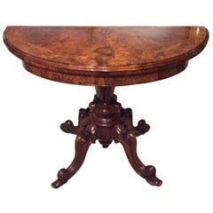 Beautiful Burr Walnut and Marquetry Inlaid Victorian Period Fold over Card Table
