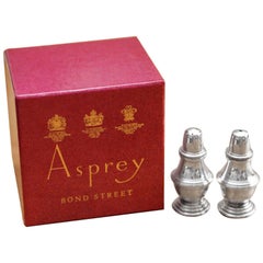 Stunning Very Heavy Solid Silver Plate Asprey London Small Salt and Pepper Set