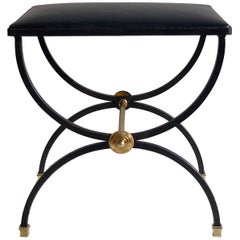 French Empire Style Foot Stool with Brass Accents