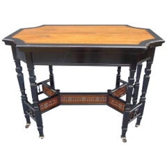 Antique Lambs of Manchester, Aesthetic Anglo Japanese Ebonised & Amboyna Eight Leg Table