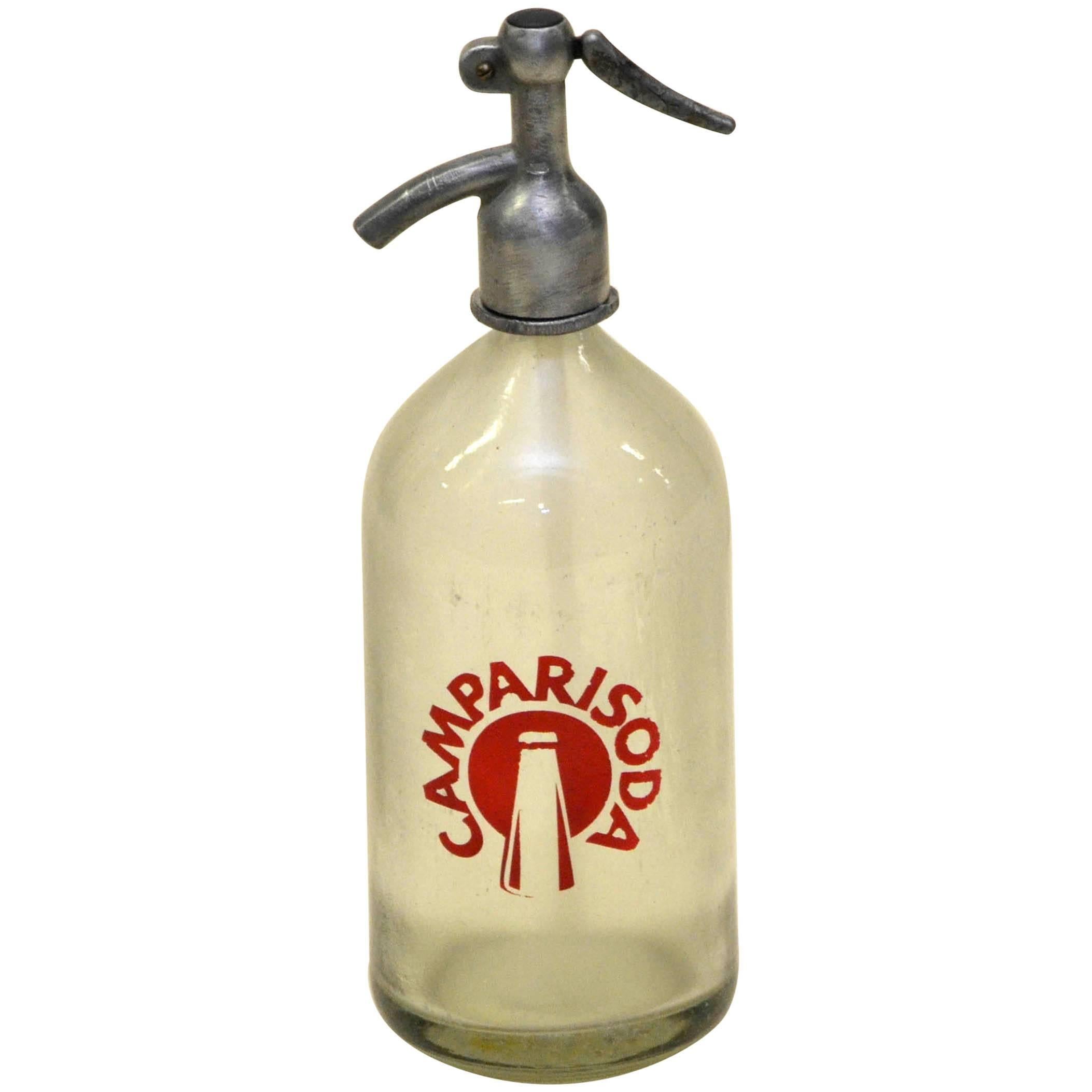 1950s Glass Italian Soda Syphon Seltzer Campari Soda Bar Bottle