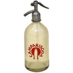 Retro 1950s Glass Italian Soda Syphon Seltzer Campari Soda Bar Bottle