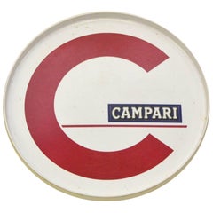 1960s Vintage Plastic Italian Campari Round Bar Tray