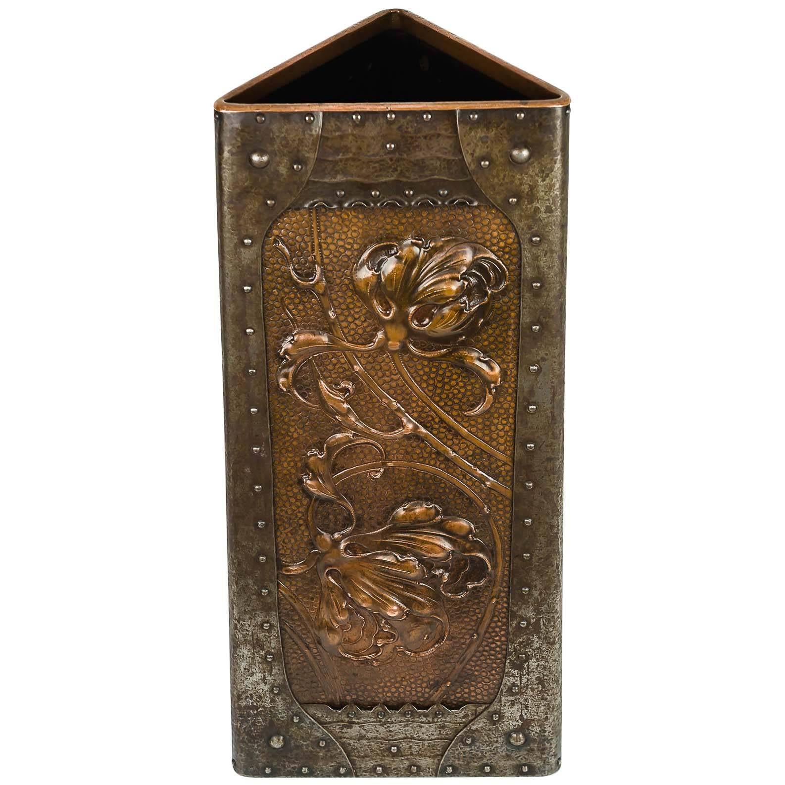 Jugendstil Umbrella Stand with an Floral Motif