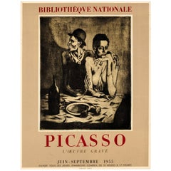 Original Vintage Picasso Graphic Art Exhibition Poster featuring The Frugal Meal