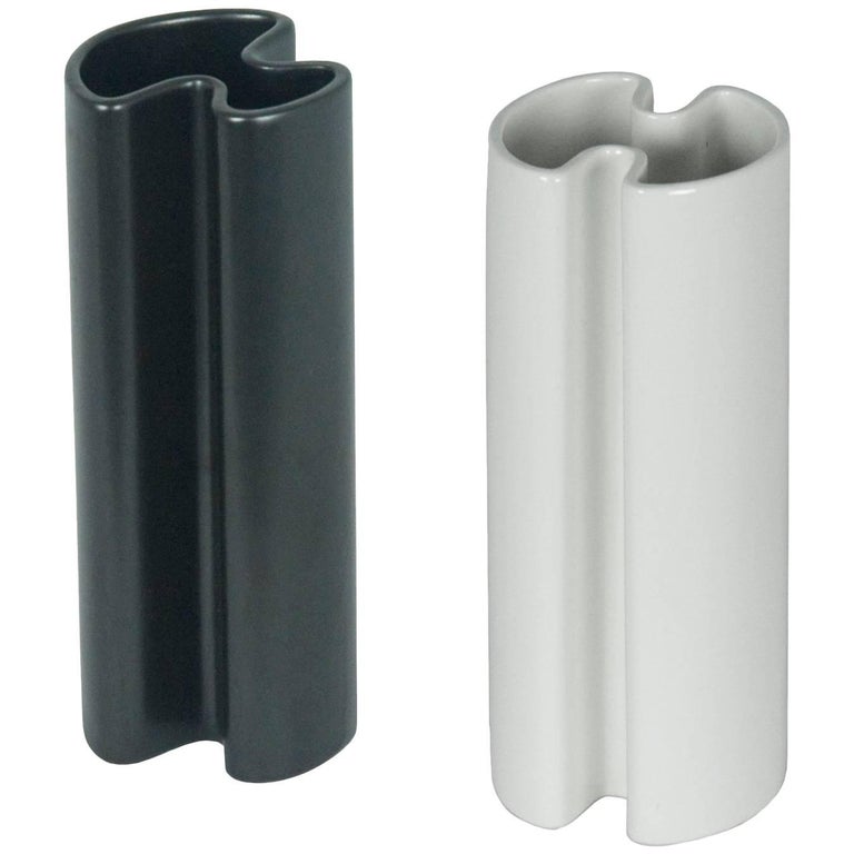 Philippines Black and White Ceramic Vases by Angelo Mangiarotti for