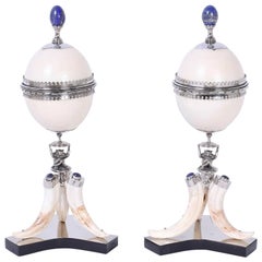 Pair of Redmile Ostrich Egg Garnitures