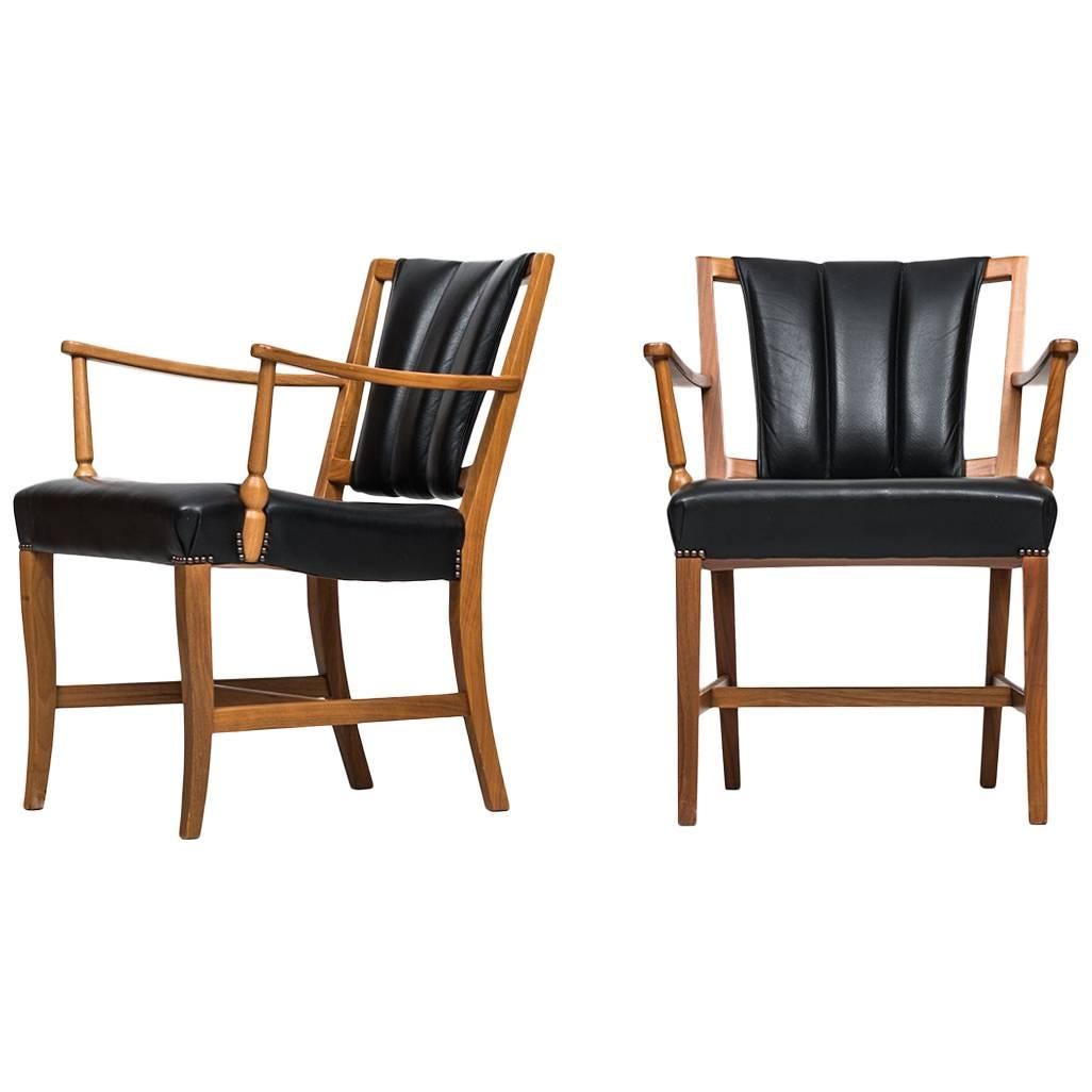 Pair of Easy Chairs / Armchairs Designed by Josef Frank Produced by Svenskt Tenn