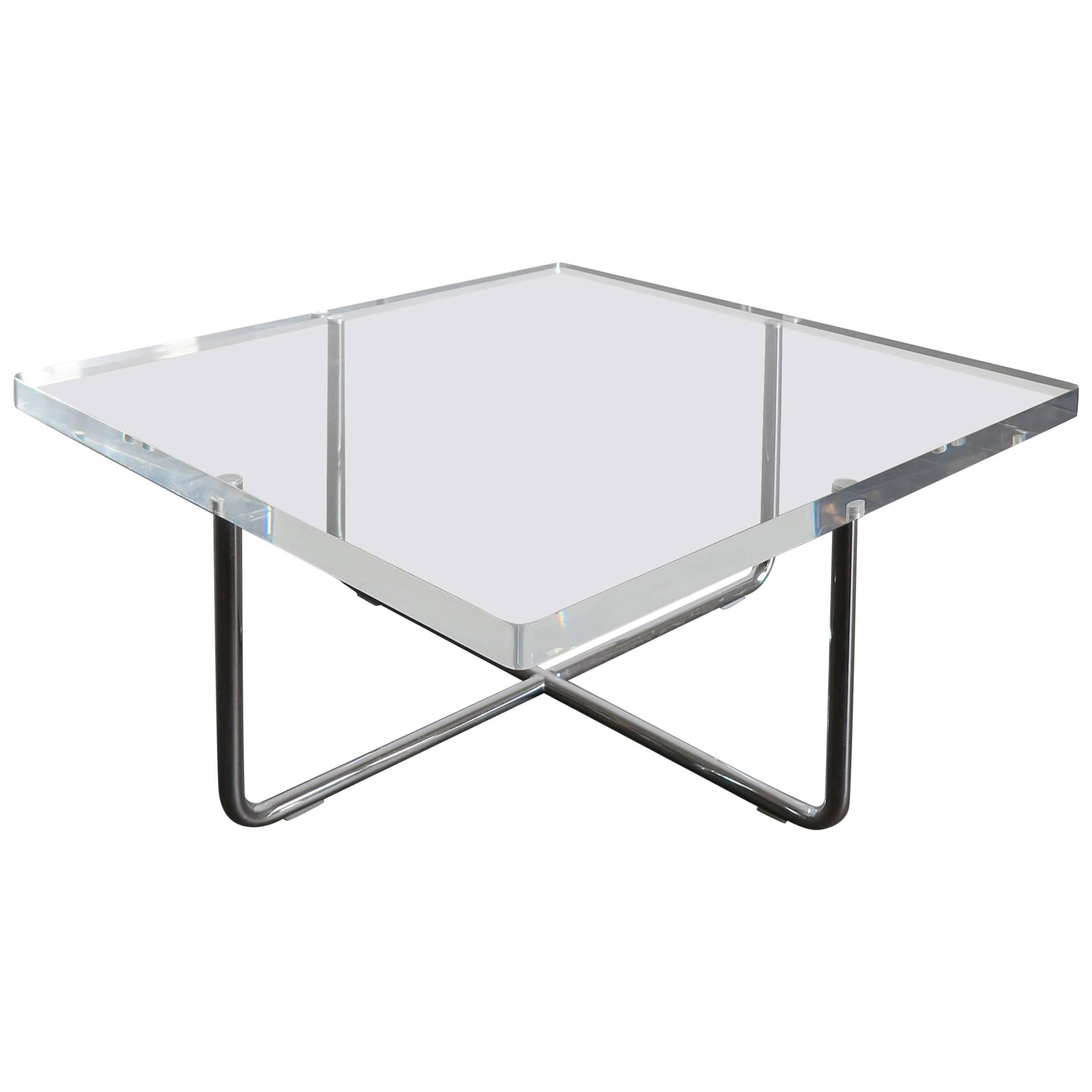 1990s Italian Square Plexiglass Modern Coffee Table Produced by Minotti