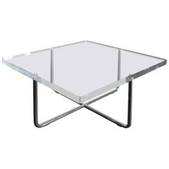 1990s Italian Square Plexiglass Modern Coffee Table Produced by Minotti