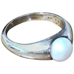 Stunning Sterling Silver Hallmarked Ring with Large Seeded Pearl Beautiful Piece