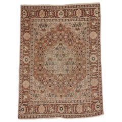 Tapis persan ancien d'appoint Tabriz, tapis de chambre ou tapis d'entrée de style Arts & Crafts