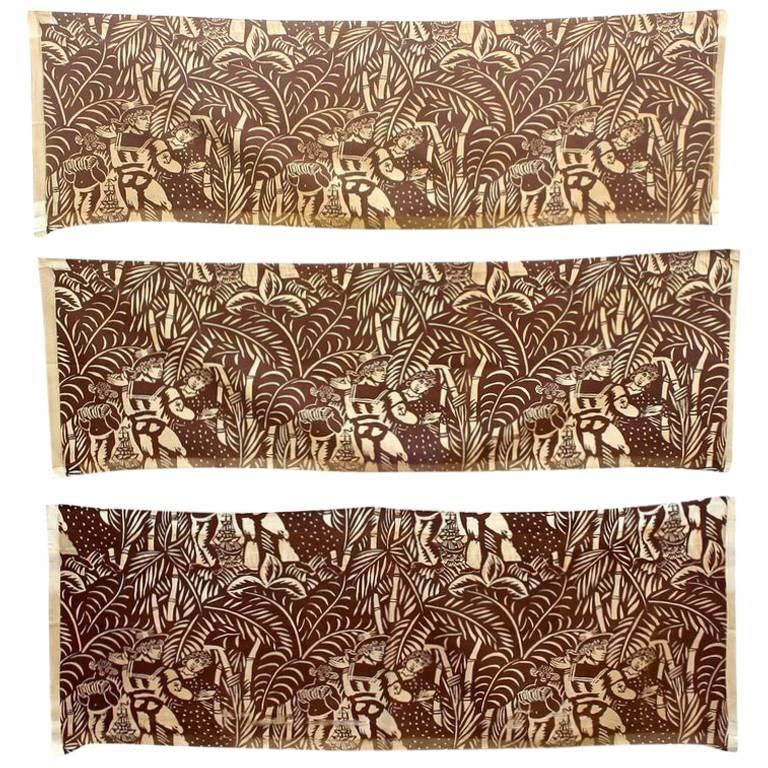 Three Panels by Raoul Dufy, 'La Danse' Printed Fabric for Paul Pioret