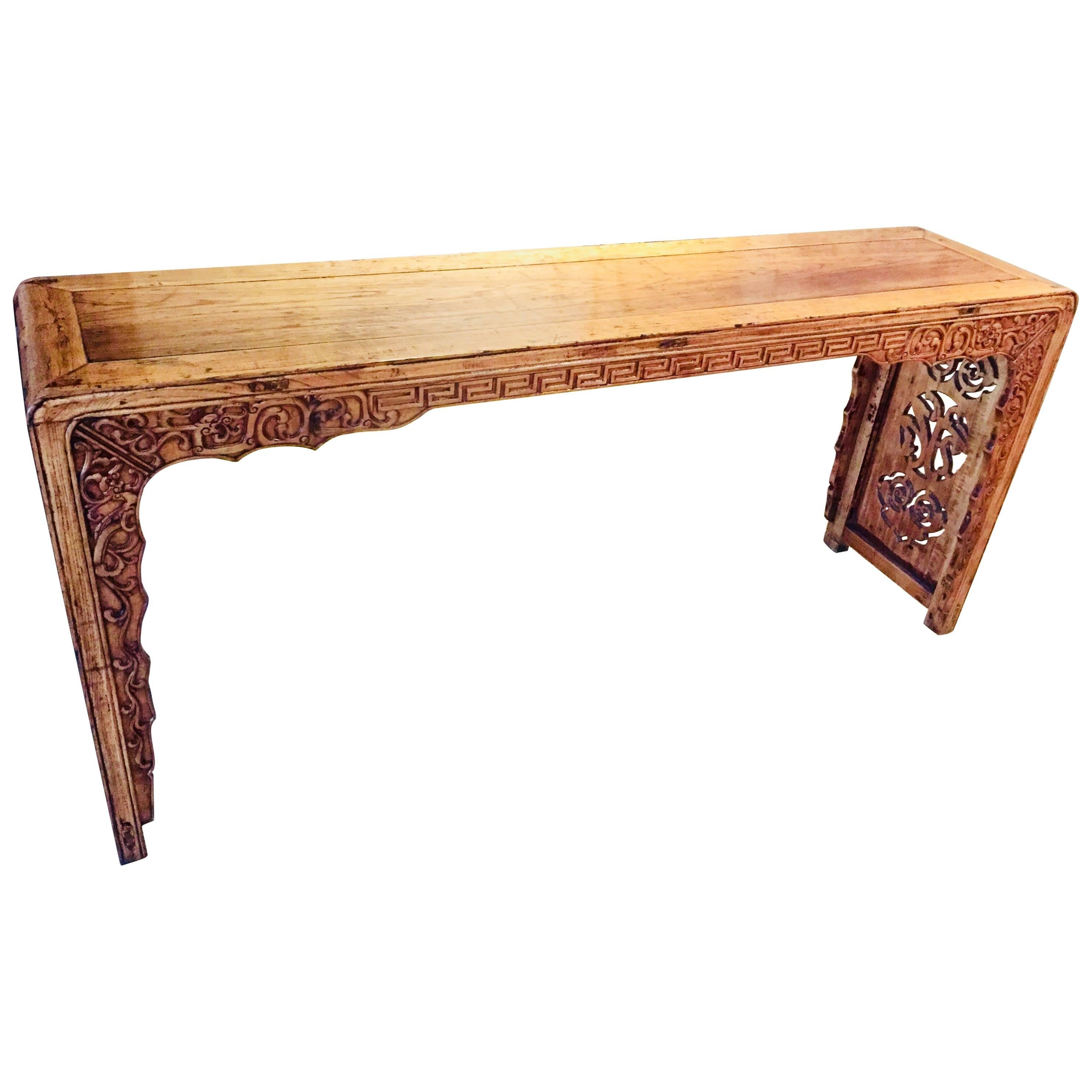 Scroll Table Console Elmwood Chinese Shanxi Province, 19th Century For Sale