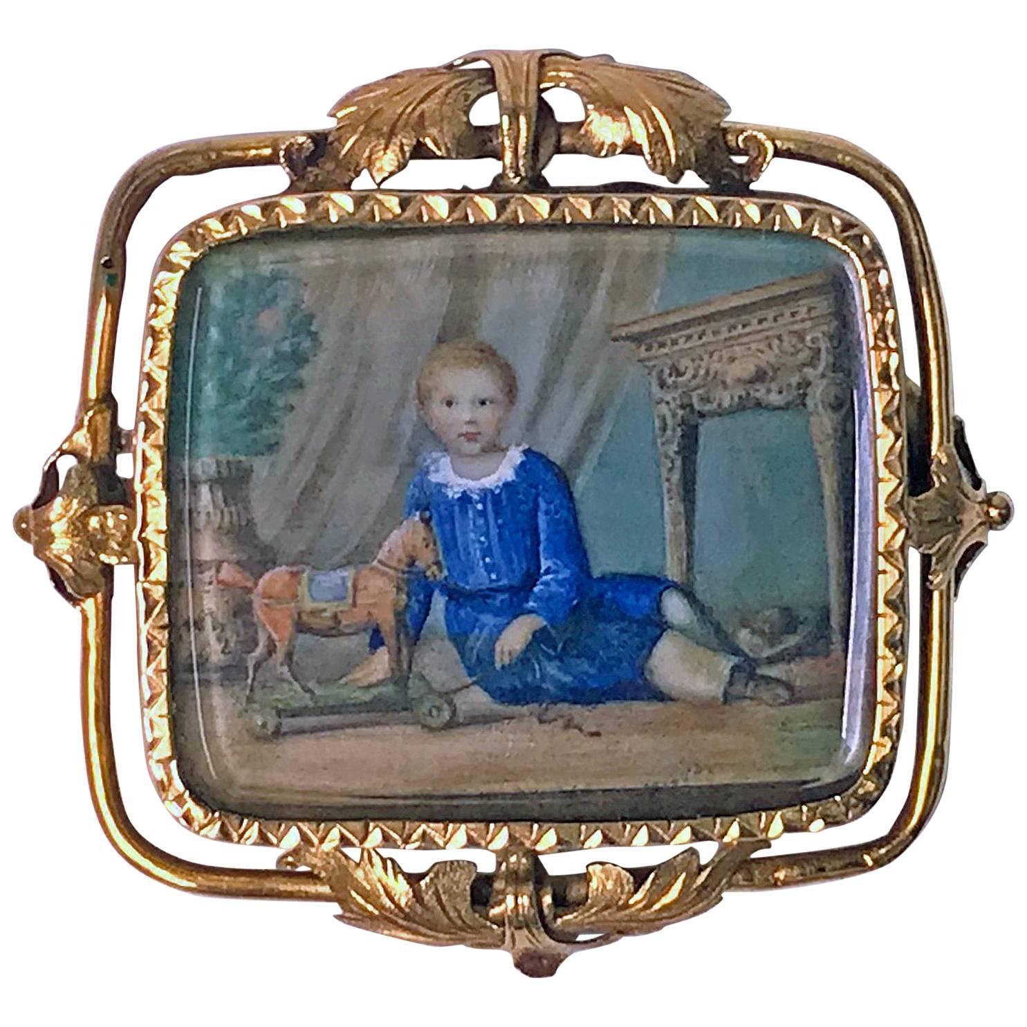 Swiss Gold Portrait Miniature circa 1800 Attributed to Anton Graff