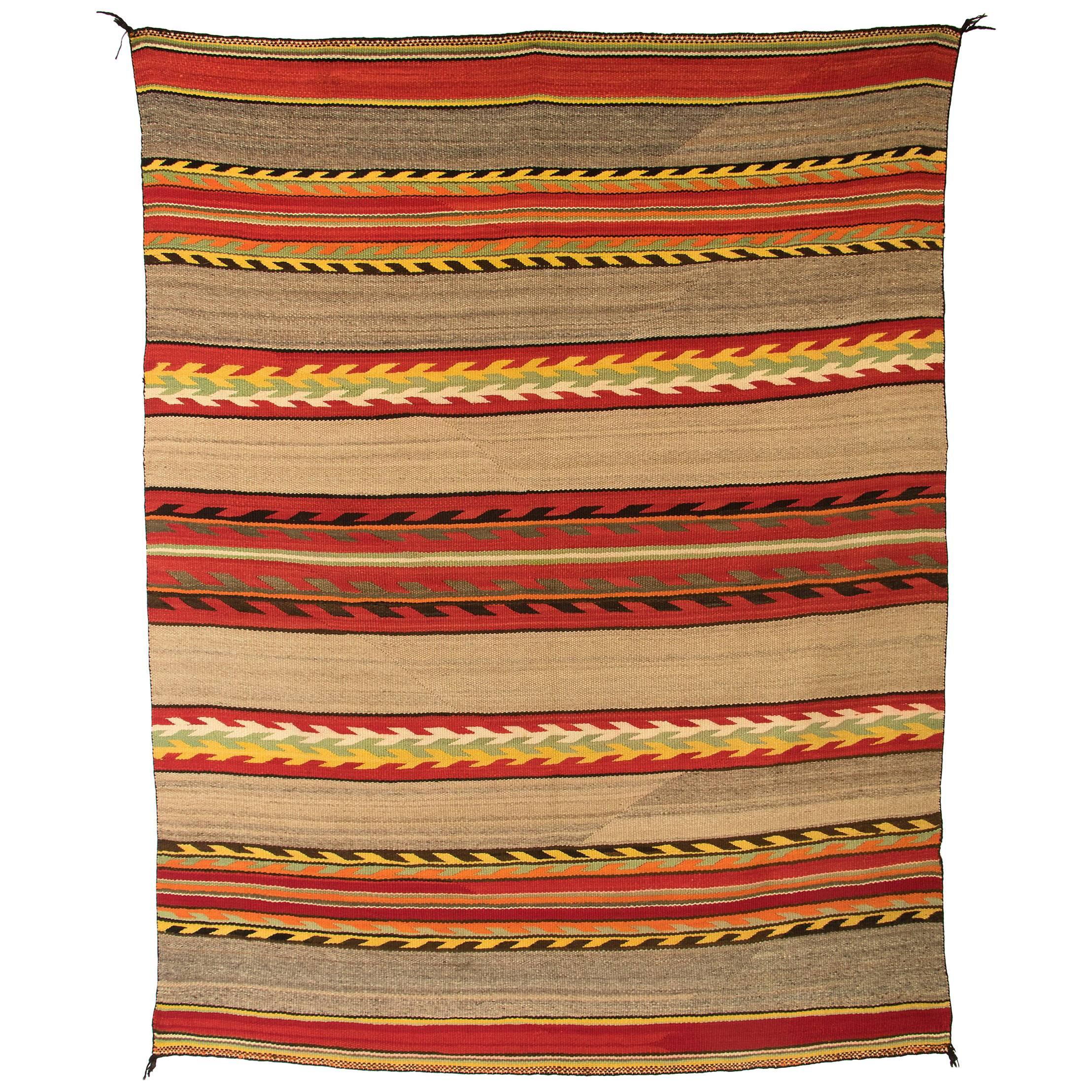 Vintage Navajo Transitional Blanket, 19th Century Banded Design