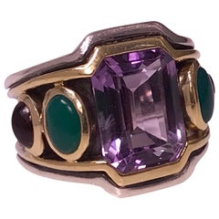 Seiden Gang 18 Karat Sterling Gem Ring, 20th Century