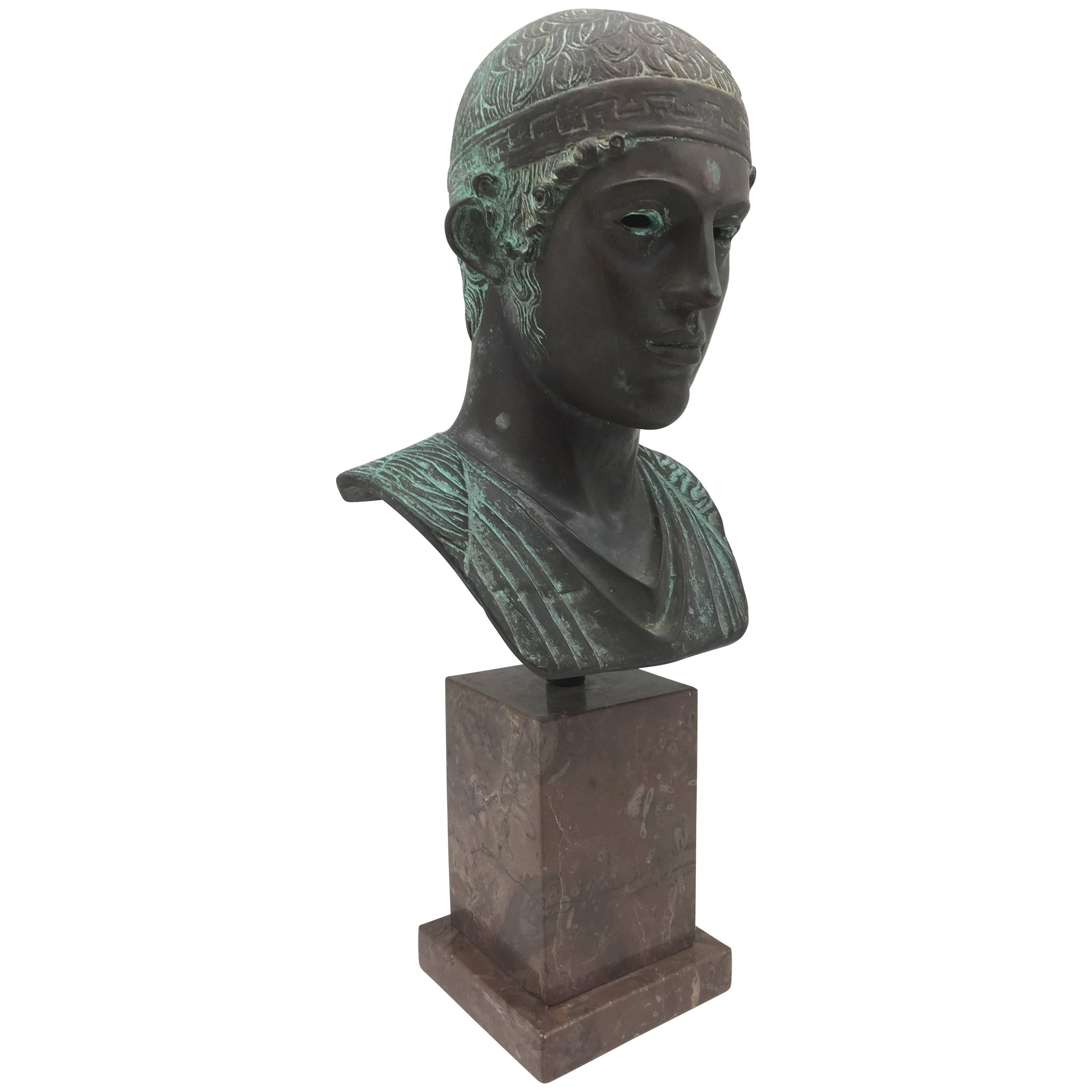 Early 20th Century Grand Tour Mounted Bronze of the Charioteer of Delphi