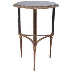 Round Art Deco Marble and Iron Side Table