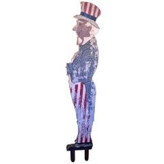 Folk Art Carved and Painted Uncle Sam Sculpture, circa 1920