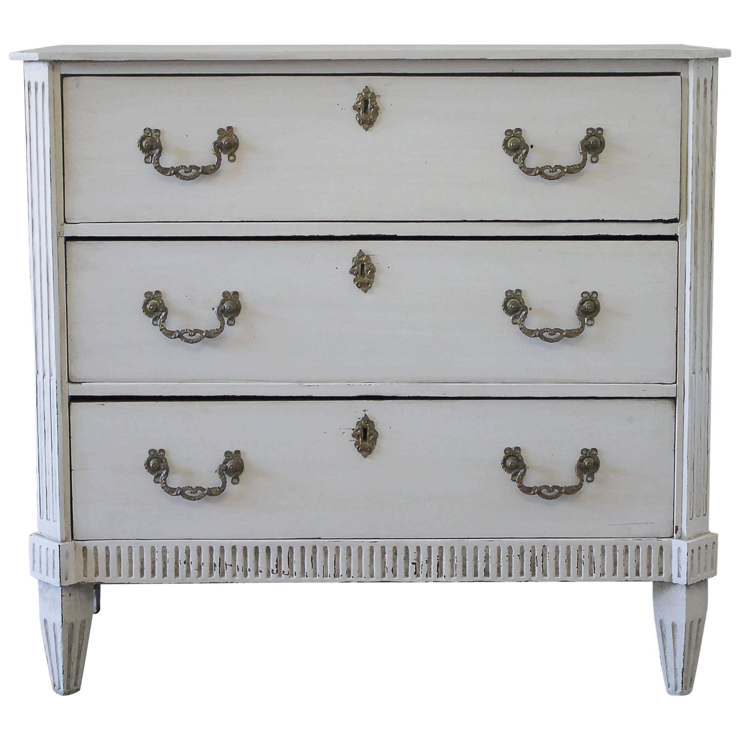 19th Century Painted Swedish Style Three-Drawer Commode